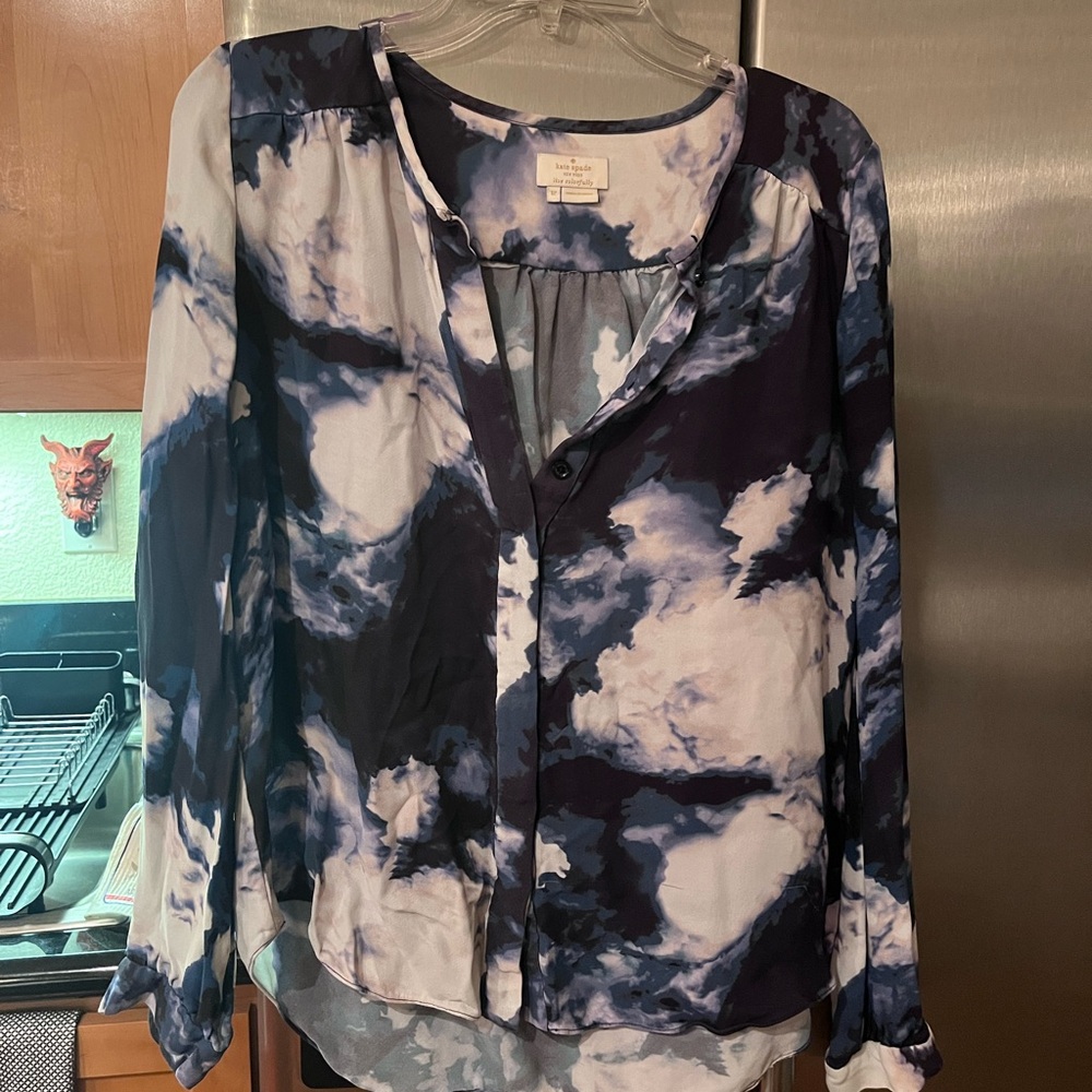 Kate Spade Abstract Blue and White Blouse